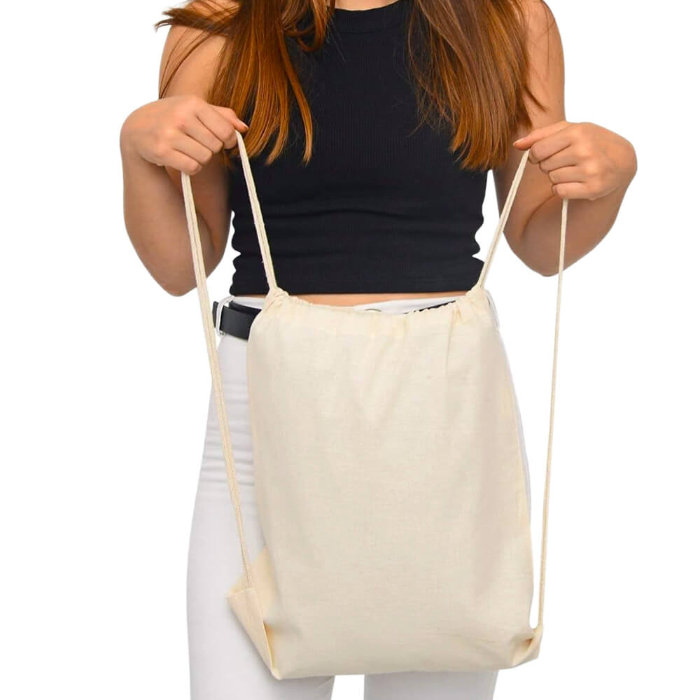 Cotton Canvas Drawstring Backpack Bags - 38 x 48 cm - 100% Cotton