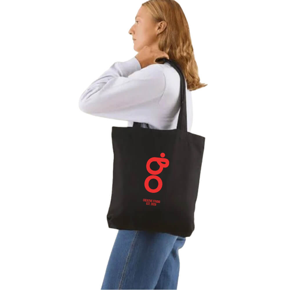 Custom Printed Premium Black Calico Tote Bags - 10oz - 38 x 41 cm