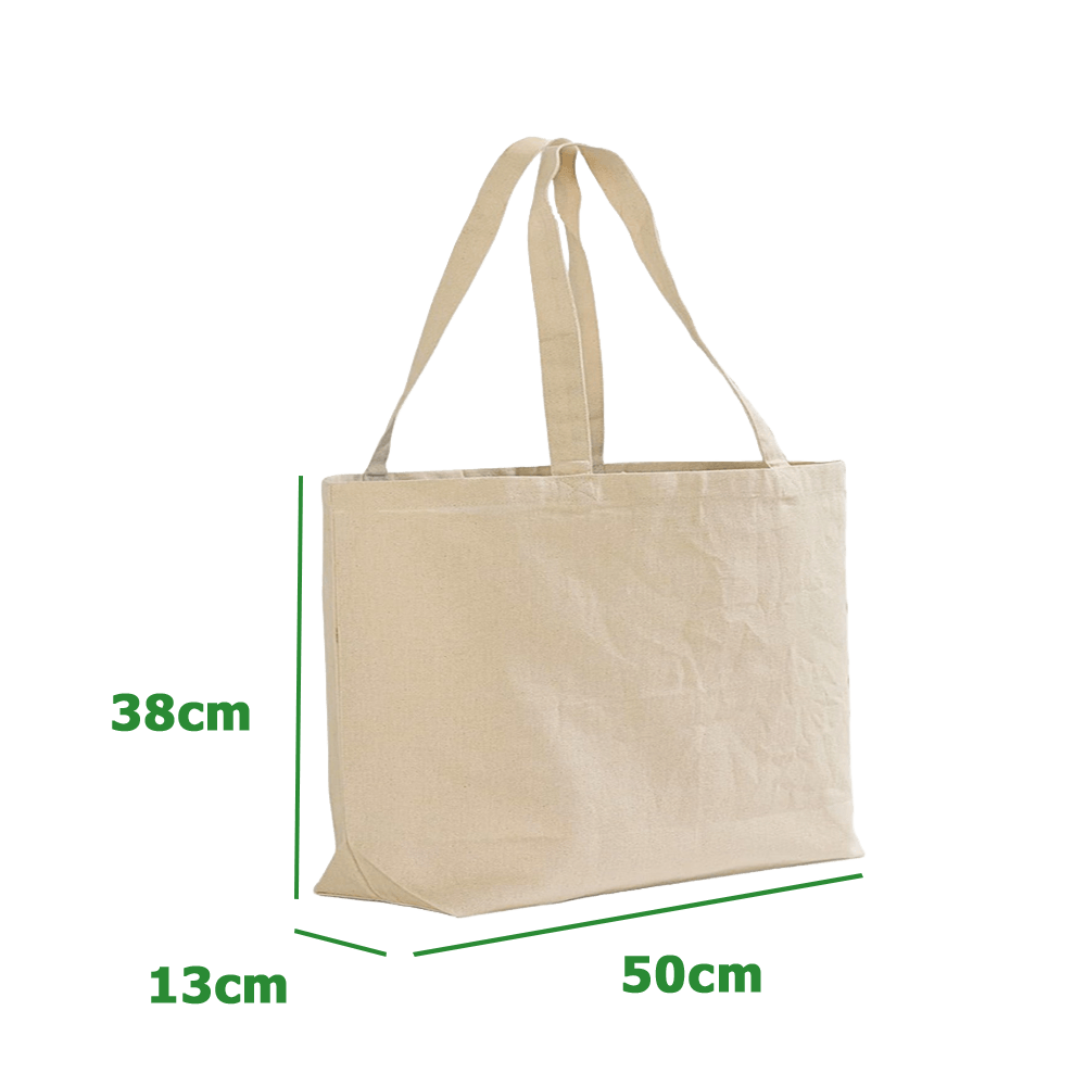 10oz Premium Calico Tote Bags With Bottom Gusset - 38 x 13 x 50 cm - 100% Natural Cotton