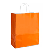 Large Orange Paper Bag With Twisted Handles