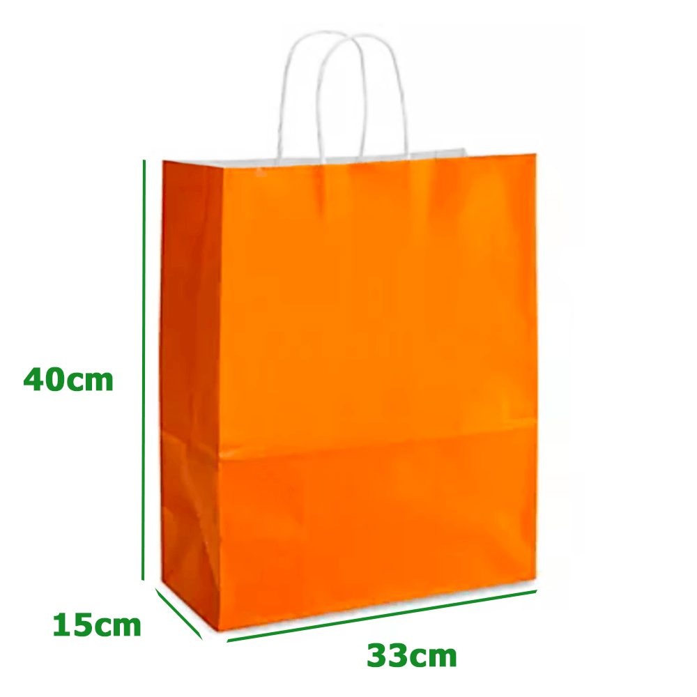 Large Orange Paper Bag With Twisted Handles