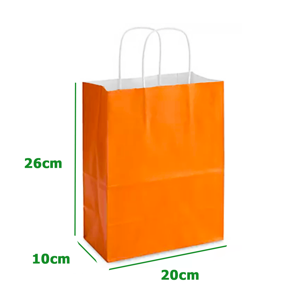 21 x 11 x 27 cm Orange Kraft Paper Bag With Twisted Handles