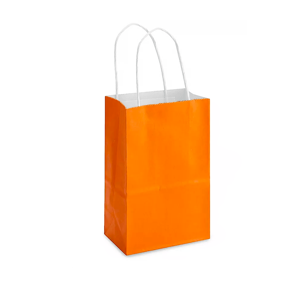 15 x 8 x 21 cm Orange Kraft Paper Bag With Twisted Handles