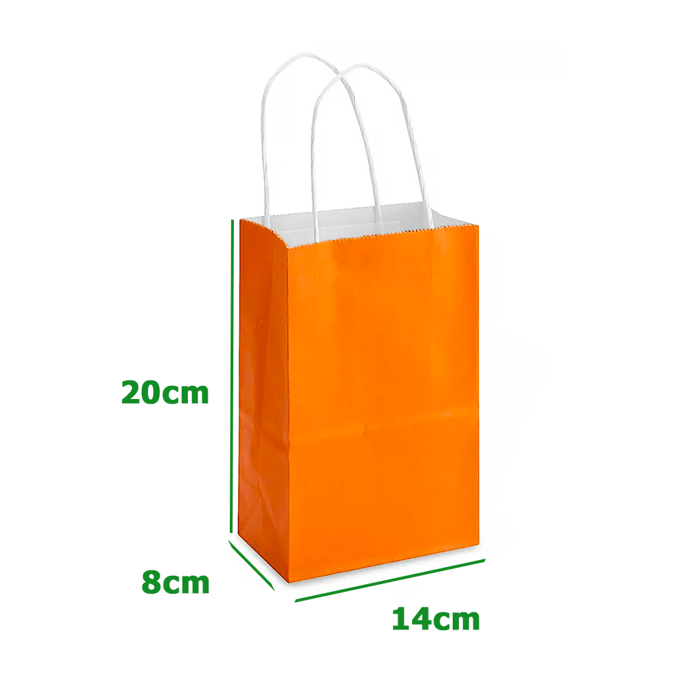 15 x 8 x 21 cm Orange Kraft Paper Bag With Twisted Handles