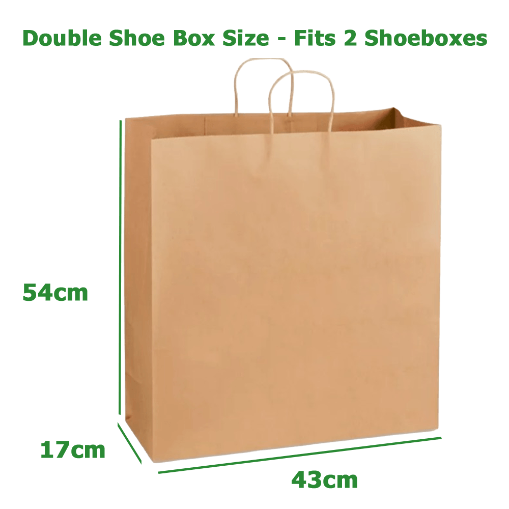 43 x 17 x 54cm Kraft Paper Shopping Bags With Twisted Handles - Nova - 100 Pack