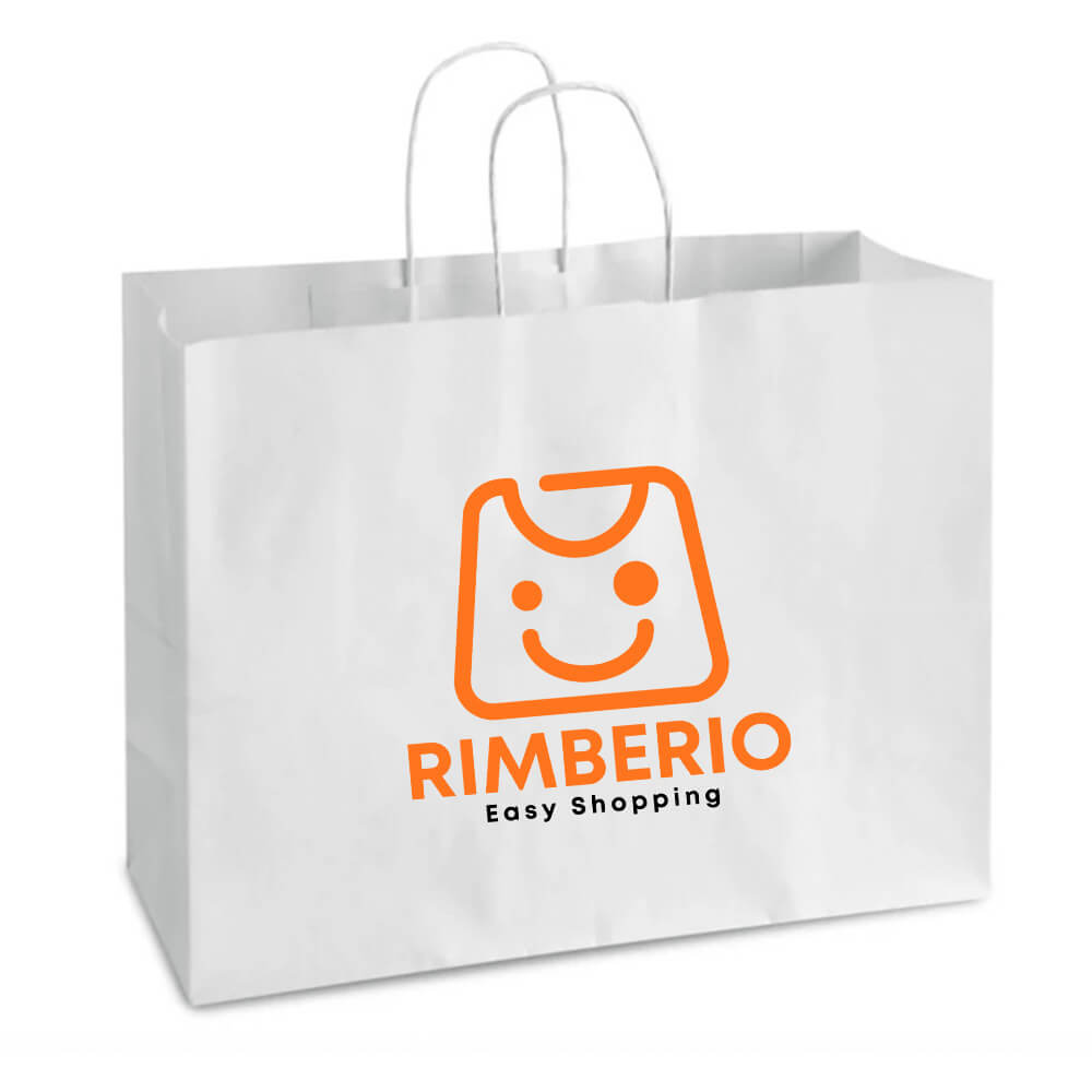 Custom Print 41 x 15 x 31 cm White Paper Shopping Bags With Twisted Handles - Chi Chi