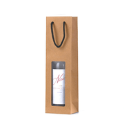 Single Kraft Paper Wine Bags With Window - 100 pack