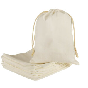 5oz Large Calico Drawstring Bags - 35 x 45 cm - Natural Cotton - 25 pack