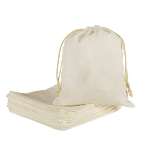 5oz Medium Calico Drawstring Bags - 25 x 35 cm - Natural Cotton - 25 pack