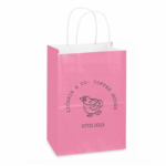 Custom Print Pink Paper Bags With Twisted Handles