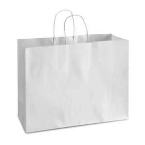41 x 15 x 31 cm White Paper Shopping Bags With Twisted Handles - Chichi - 100 Pack